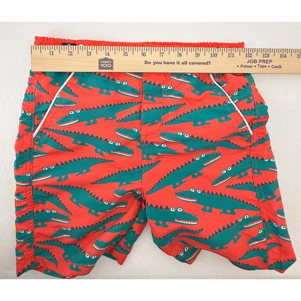 Andy & Evan Boys Swim Trunks Size 7 Orange Coral‎ Alligator Print Mesh Lined